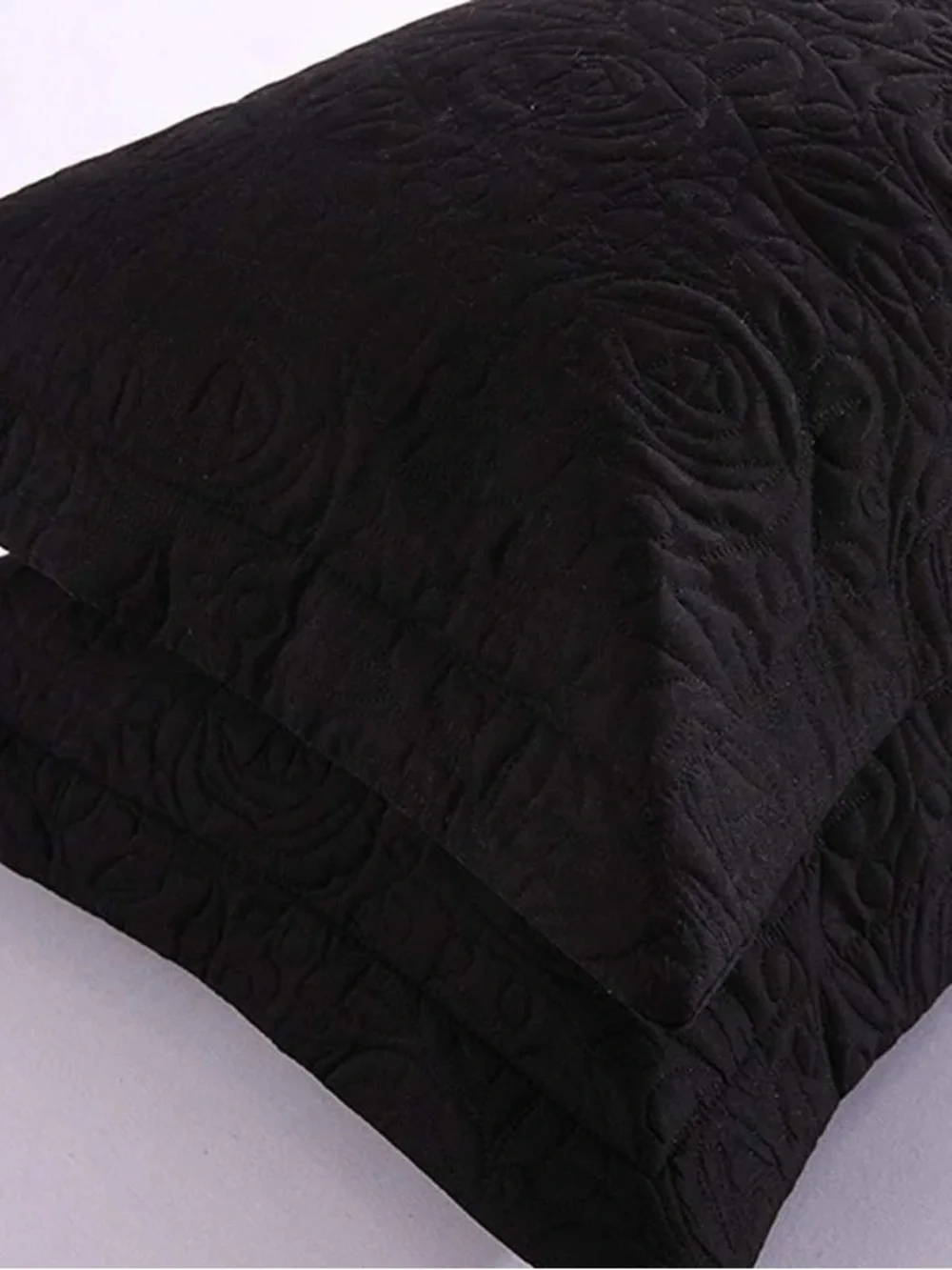 Black Quilted Pillow Shams - Elegant Textured Bedding